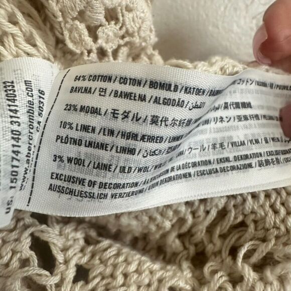 Abercrombie & Fitch Crochet Kimono Women's ‎ XS/S Cream Short Sleeve Boho - Picture 4 of 6